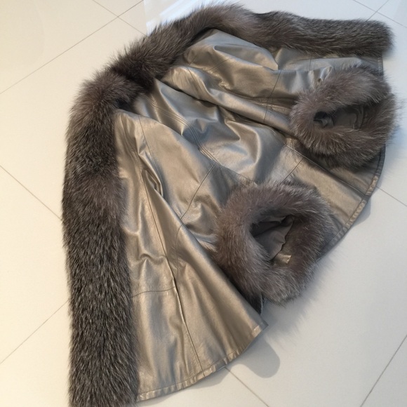 Michaela Fur metallic genuine leather fur jacket - Picture 7 of 12